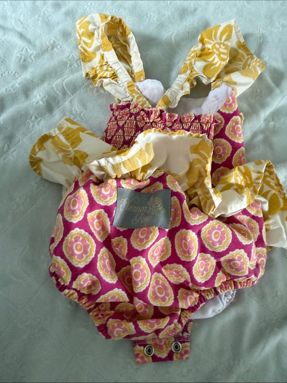 Girls Pink & Yellow Ruffle Summer Romper 12-18 months - Picture 11 of 11